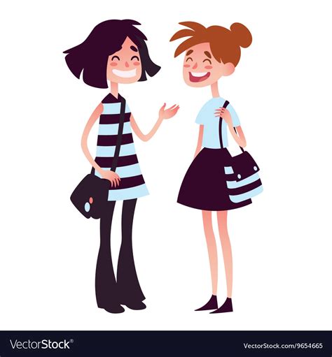 Two Girls Talking And Laughing Royalty Free Vector Image