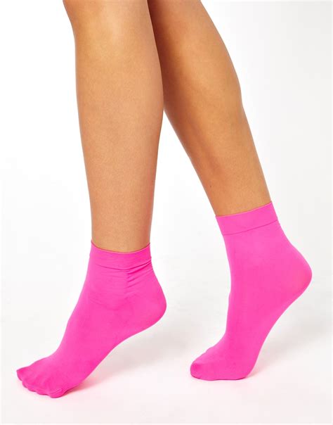 Lyst Asos Denier Ankle Socks In Pink