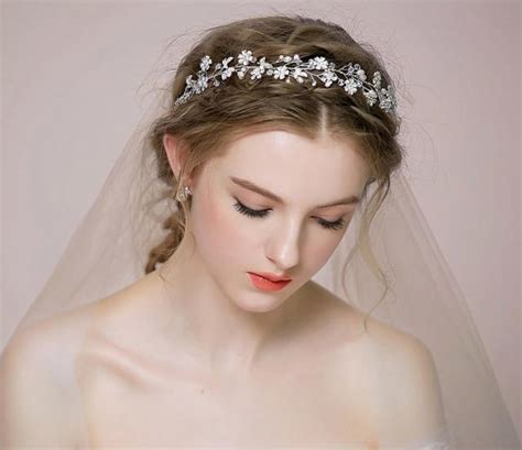 bridal floral hair vine tiara rhinestone headpiece headband wedding accessory bridal tiara