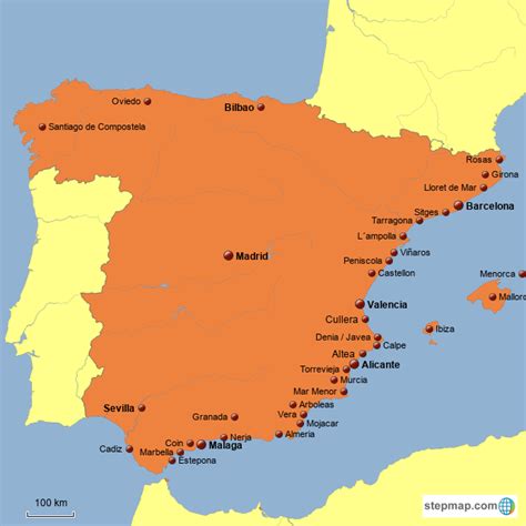 Stepmap Kaart Spanje Landkarte Für Spain