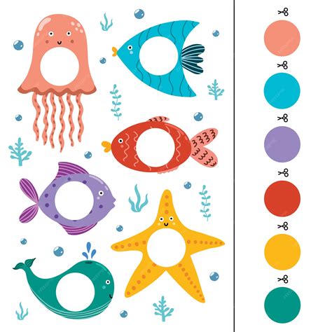 Premium Vector Sea Animals Color Matching Game For Kids Cut The