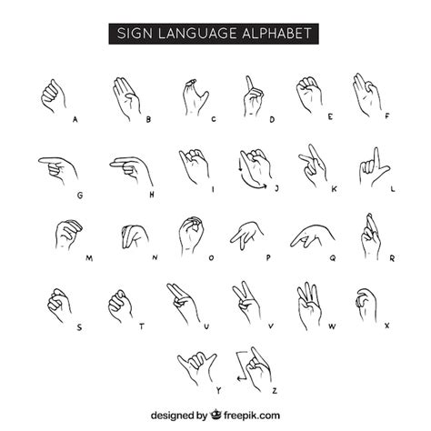 Free Vector Sign Language Alphabet In Hand Drawn Style
