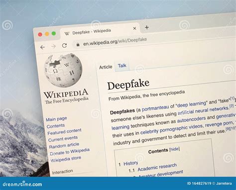 Wikipedia Page About Deepfake Editorial Stock Image Image Of Website