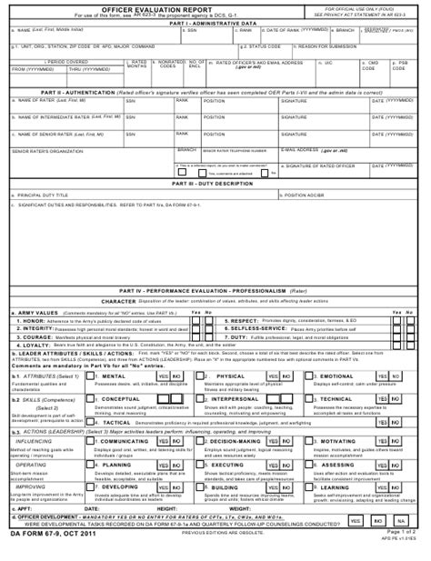 Army Oer Oer Support Form Example Army Military