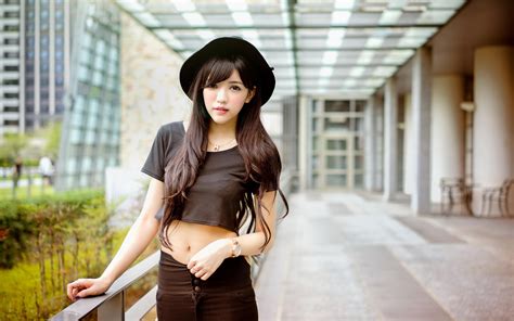Asian Skinny Long Haired Brunette Teen Girl Wallpaper X
