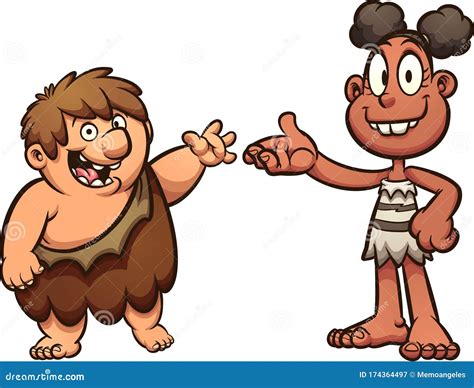 Prehistoric Boy And Girl Cave People Stock Vector Illustration Of