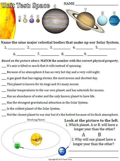 6th Grade Solar System Quiz