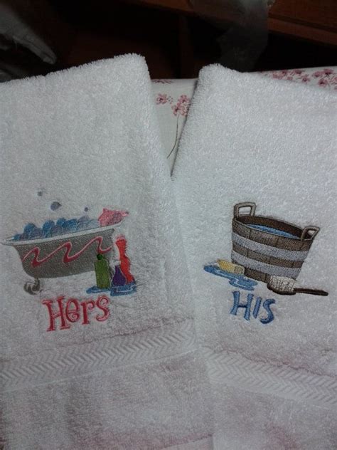 His And Hers Embroidered Hand Towel Set Etsy Hand Towel Sets Towel