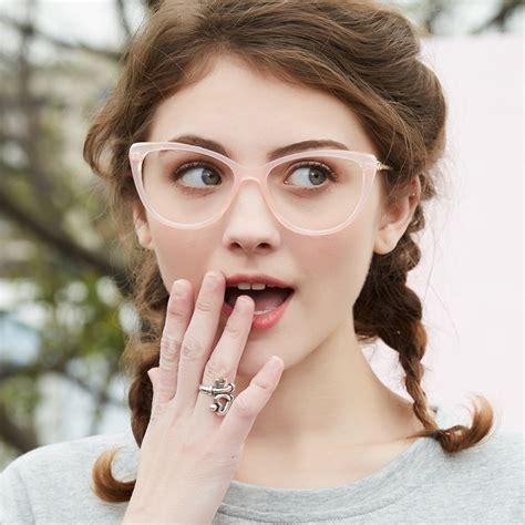 Cubojue Cat Eye Glasses Women Pink Fashion Rhinestone Eyeglass Frame For Optical Lens