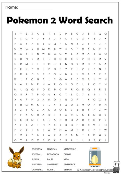 Pokemon 2 Word Search Monster Word Search