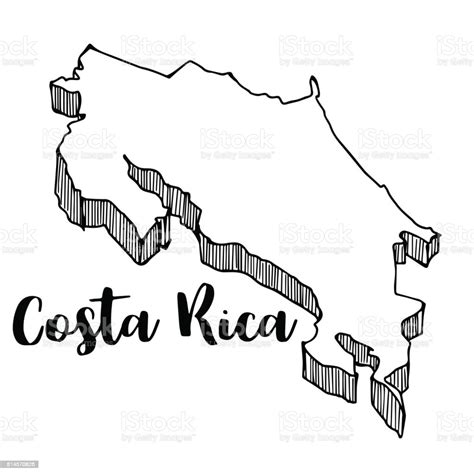 Vetores De Mão Desenhada Do Mapa Da Costa Rica Ilustração Vetorial E