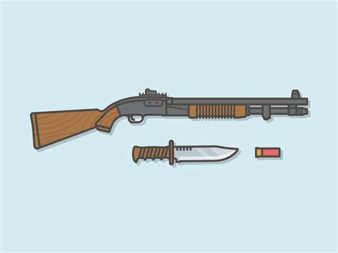 Shotguns By Huazi Design Popular Dribbble Shots Guns Drawing Wolf