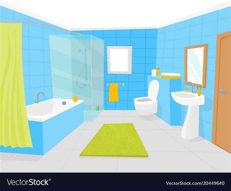 Cartoon Bathroom Interior With Furniture Card Vector Image