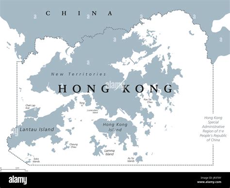 Hong Kong Y Alrededores Mapa Político Rótulos En Inglés Región