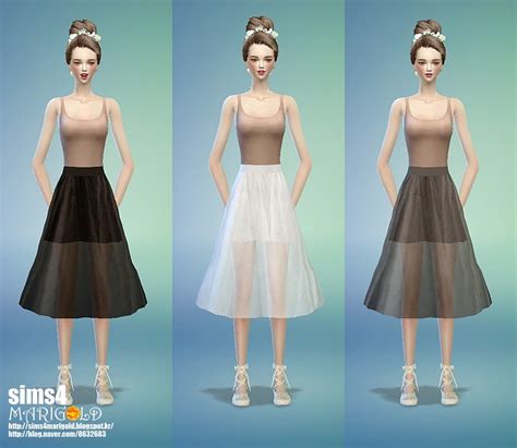 Ballet Midi Skirt발레 미디스커트여성 의류 Sims4 Marigold