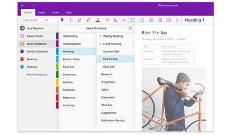 An Image Of The Onenote Navigation Panes Showing A List Of Notebooks