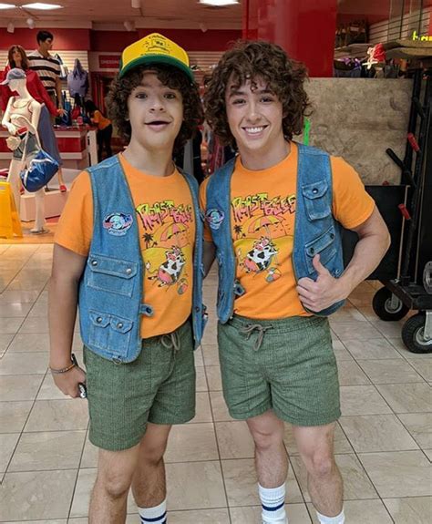 dustin and his stunt double strangerthings stranger things costume stranger things dustin