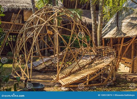 Bali Indonesia May 2018 Green School Bamboo Village Traditional