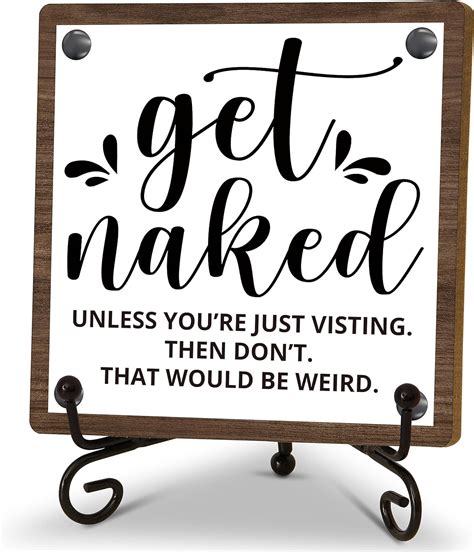 Amazon Com Entdate Bathroom Quotes Desk Sign Get Naked Unless You Re Just Visiting Rustic