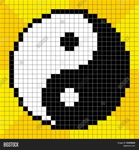 8 Bit Pixel Art Yin Yang Symbol Image And Stock Photo 53483680