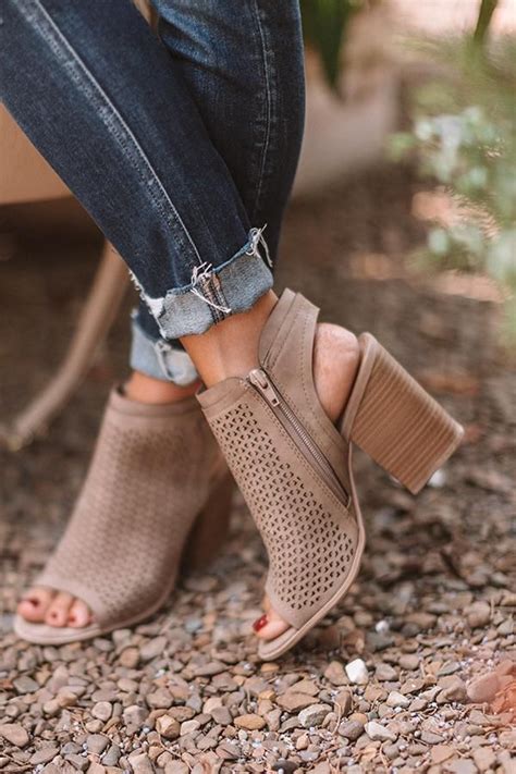 The Jillian Peep Toe Bootie In Taupe In Peep Toe Boots Outfit
