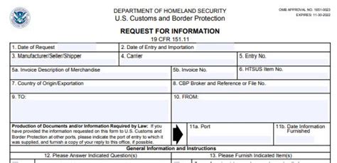 What Is A Customs Form 28 Cf 28cbp Form 28 Request For Information