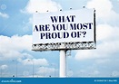 What are You Most Proud of? Text Message on Signboard with Blue Sky ...