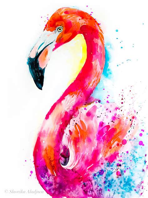 Flamingo Watercolor Painting Print By Slaveika Aladjova Art Etsy