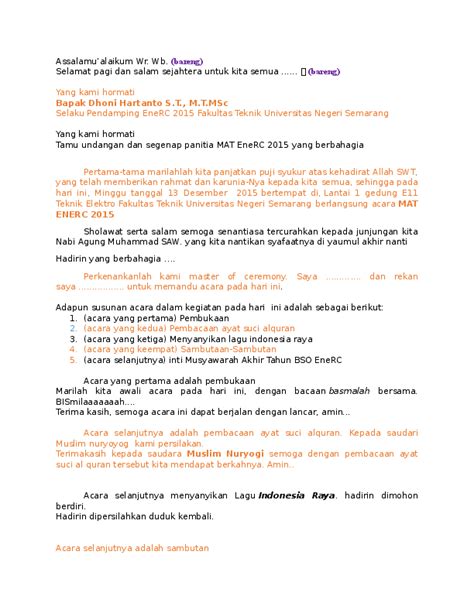 (DOC) Naskah Teks MC Formal Bahasa Indonesia made by AR from EneRC FT UNNES.docx | Ahmad Rifai