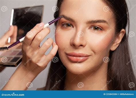 Close Up Professional Makeup Artist Working At The Beauty Salon
