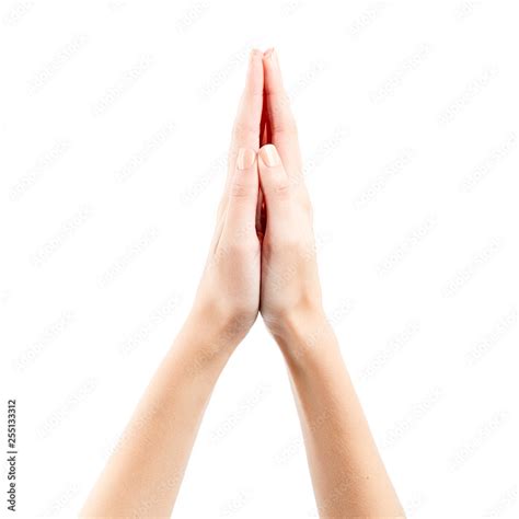 Praying Hands Of A Woman Isolated On White Female Hand Showing Prayer