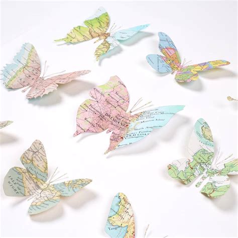 Nine Personalised Map Location Butterfly Wall Art By Bombus