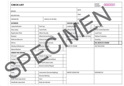 031 hgv vehicle daily check sheet template free inspection. Vehicle Check and Defect Books