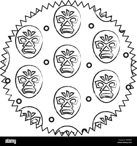 Seal Stamp With Wrestler Mask Pattern Over White Background Vector