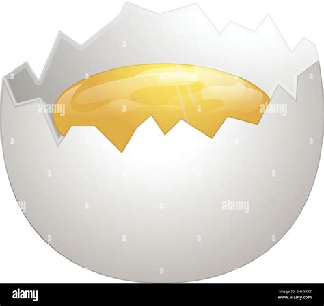 Half Cracked Egg Icon Cartoon Vector Broken Eggshell Stock Vector