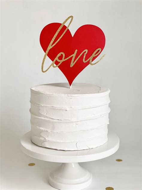 Valentines Day Love Red Heart Cake Topper By Partillc On Etsy Heart