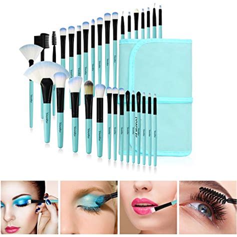 Makeup Brushes Set 32pcs Blue Premium Cosmetic Make Up Brushes Foundation Blending Blush