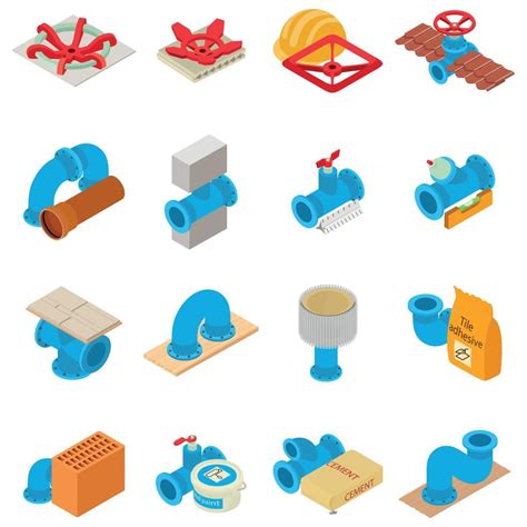 Plumbing Icons Set Isometric Style 9013256 Vector Art At Vecteezy