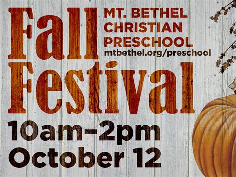 Oct 12 Mt Bethel Christian Preschool Fall Festival And Touch A