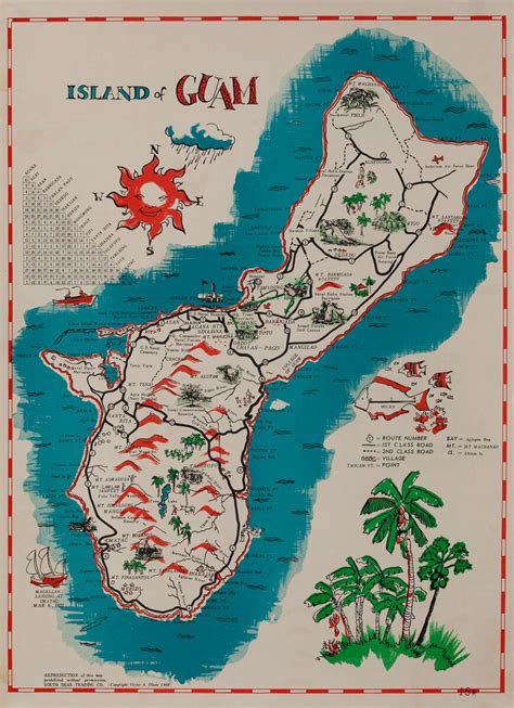 Island Of Guam Travel Map Poster David Pollack Vintage Posters