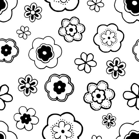 Black And White Flowers Seamless Pattern Vector Free Download Creazilla