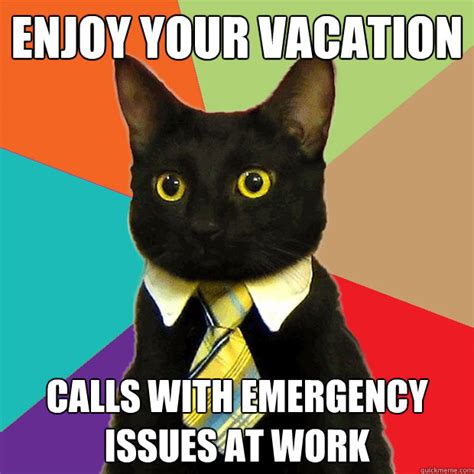 Enjoy Your Vacation Calls Cat Meme Cat Planet Cat Planet