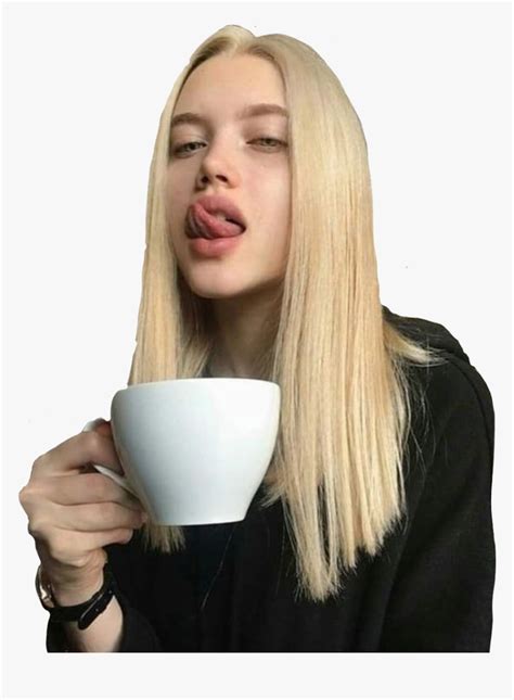 Sticker Girl Blonde Aesthetic Coffee Drinking Aesthetic Blond Hair Girls Hd Png