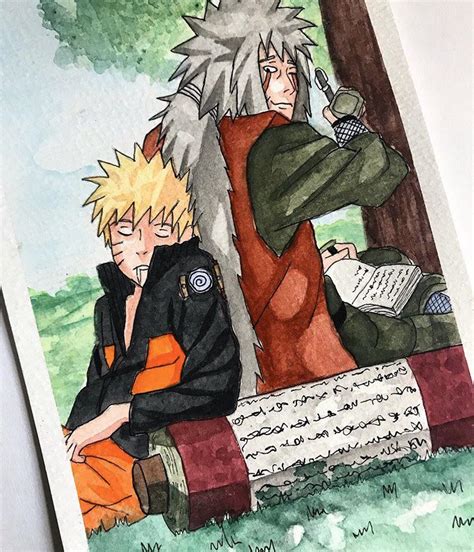 Naruto And Jiraiya Watercolor Fanart By Me Naruto