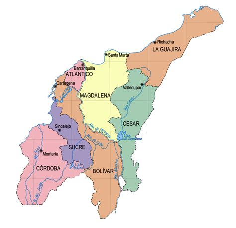 Mapa De La Region Caribe De Colombia