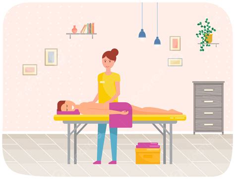 Woman In Medical Uniform Doing Back Massage For Patient Background Woman Pretty Relax
