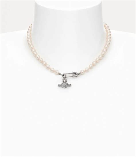 Lucrece Pearl Necklace In Platinum Light Creamrose Pearl White Cz Vivienne Westwood