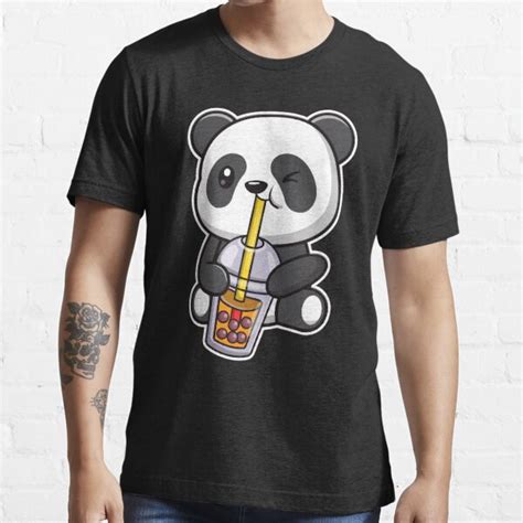 Panda Bubble Tea Cute Kawaii Panda Drinking Bubble Tea T Shirt For