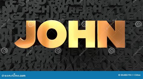 John Gold Text On Black Background 3d Rendered Royalty Free Stock