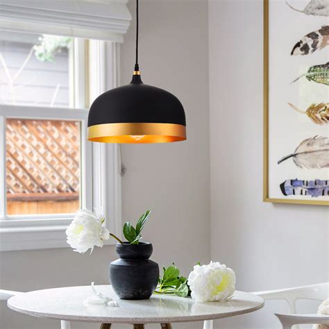 Everly Quinn Modern Saturn Gold & Black Kitchen Island Pendant Light